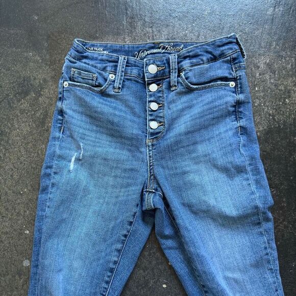 Universal Thread Women's High-Rise Skinny Fit Ripped Denim Jeans Blue Size 0/25 - Picture 16 of 16
